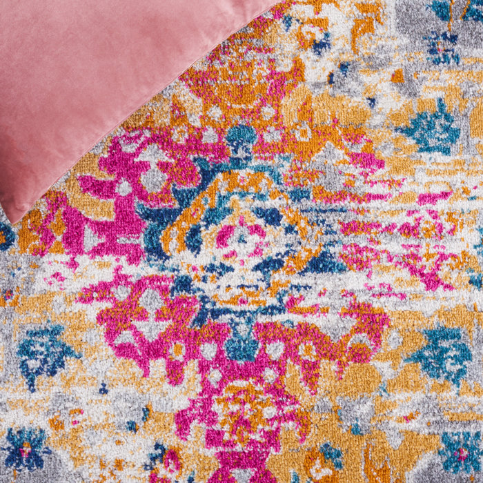 Langley Street Felty Flatweave Performance Gray/Fuchsia Rug & Reviews